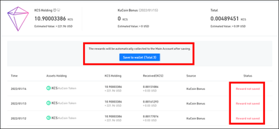 KCS Bonus needs to be saved manually