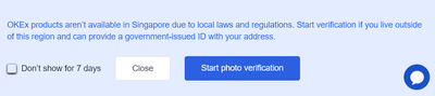 Screenshot of OKex restricting Singapore users