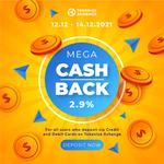 Tokenize Xchange Mega Cashback for All: 2.9% TKX Rebate for Credit/Debit Card Deposits
