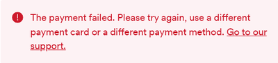 [26 Dec 2021] Error message on Spotify when trying to use Crypto.com Visa card for subscription.