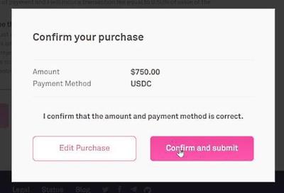 Submit purchase and confirm