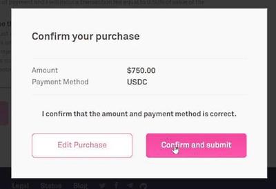 Submit purchase and confirm