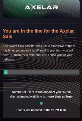Axelar ICO queue number of '13510'