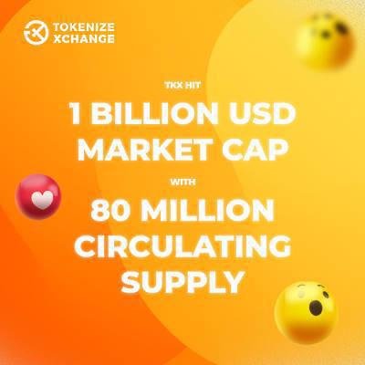 TKX reached 1 billion USD market cap with 80 million circulating supply